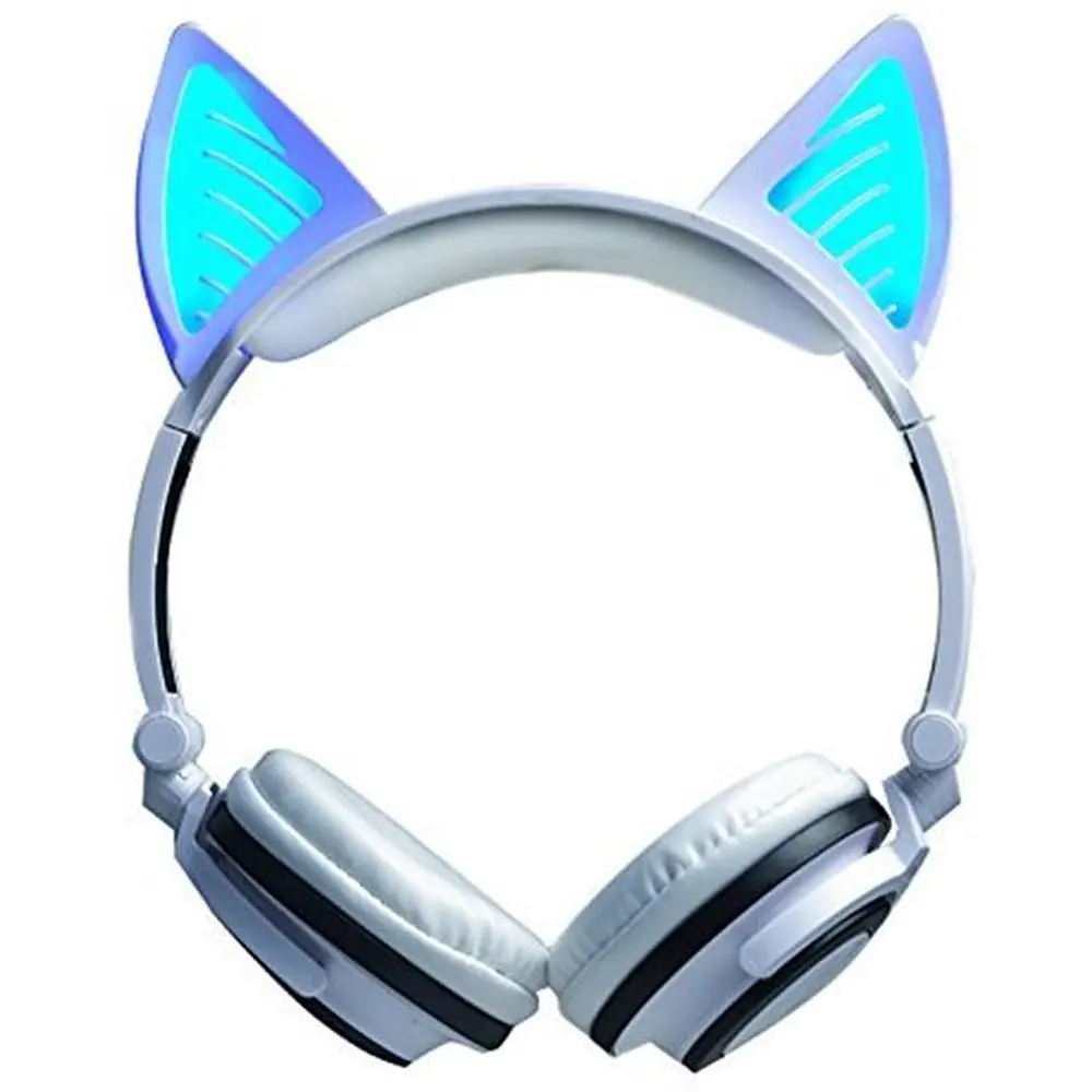 Бездротові навушники UFT Bluetooth M+ BL107 White з котячими вушками та підсвіткою - фото 4
