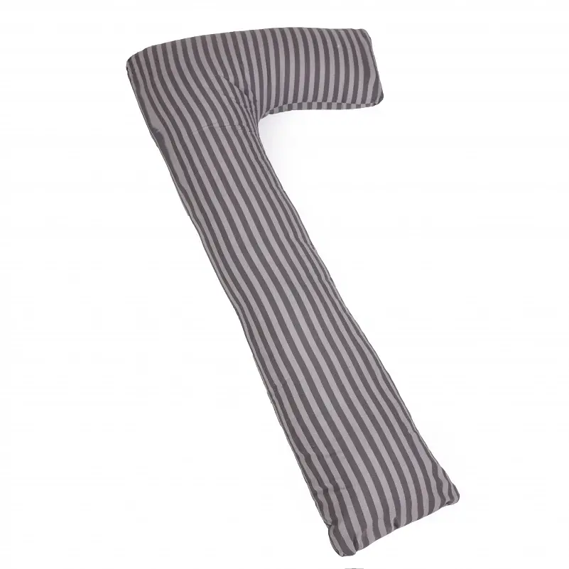 Подушка для беременных и отдыха MirSon Г-образная №5001 Color Line Stripe Gray 140х40х20 см серая (2200010969528) - фото 2