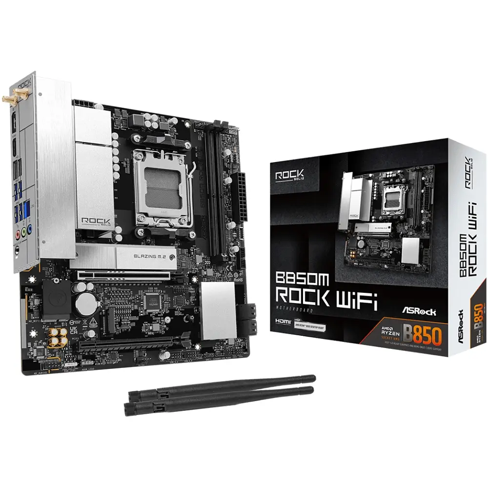 ASRock B850M ROCK WIFI (AM5/B850, 2*DDR5, PCIex16, HDMI/DP, 4xSATAIII,2xM.2, 2.5GLan, mATX) - фото 5