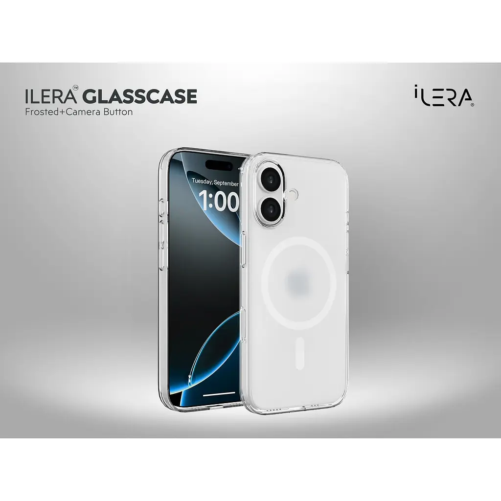 Чохол iLera GlassCase + Camera Button with MagSafe для Apple iPhone 17 Frosted (ILGlCFrCb17) [150405] - фото 8