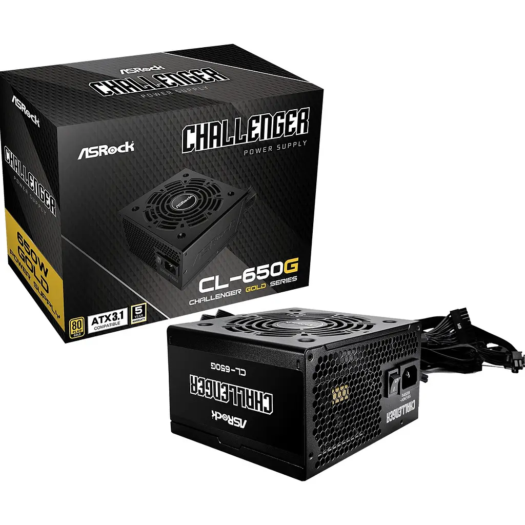 Блок живлення 650W ASRock Challenger CL-650G 120mm, 80+ Золотистий, Retail - фото 5