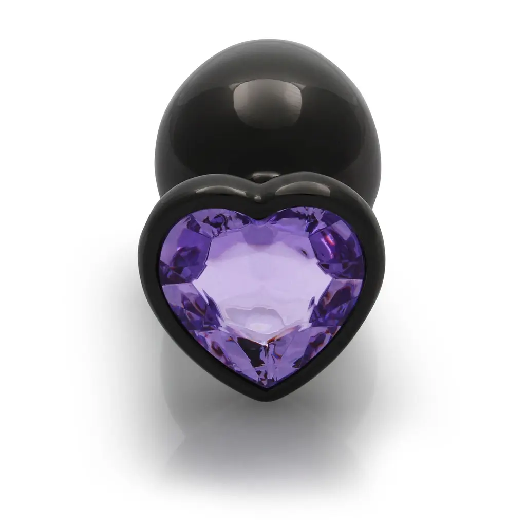 Анальна пробка Ouch! Heart Gem Butt Plug Large, 9.3 см (чорний) - фото 4