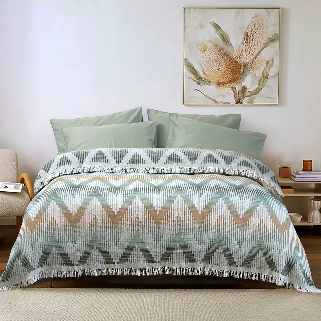 Покрывало Lotus Home - Girona зеленый/горчичный 230x240 - фото 2