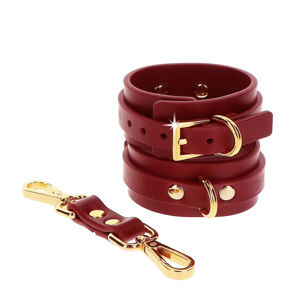 BDSM набір Taboom D-Ring Collar and Wrist Cuffs (червоний) - фото 6