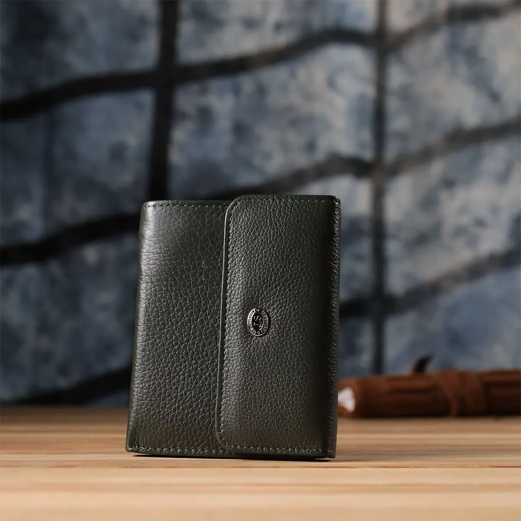 Жіночий гаманець середнього розміру із натуральної шкіри ST Leather 23074 зелений - фото 9