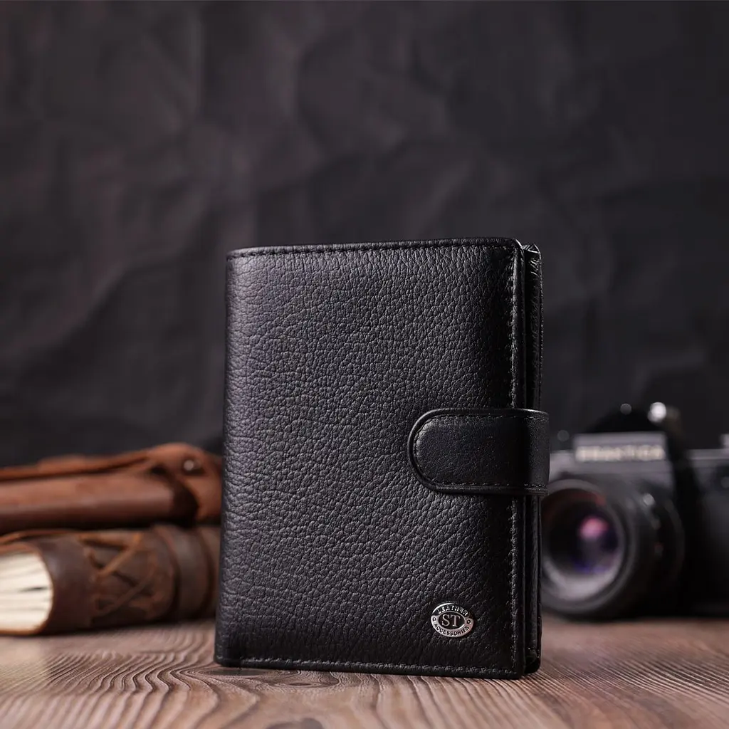 Солідний чоловічий гаманець з натуральної шкіри ST Leather 22467 чорний - фото 10