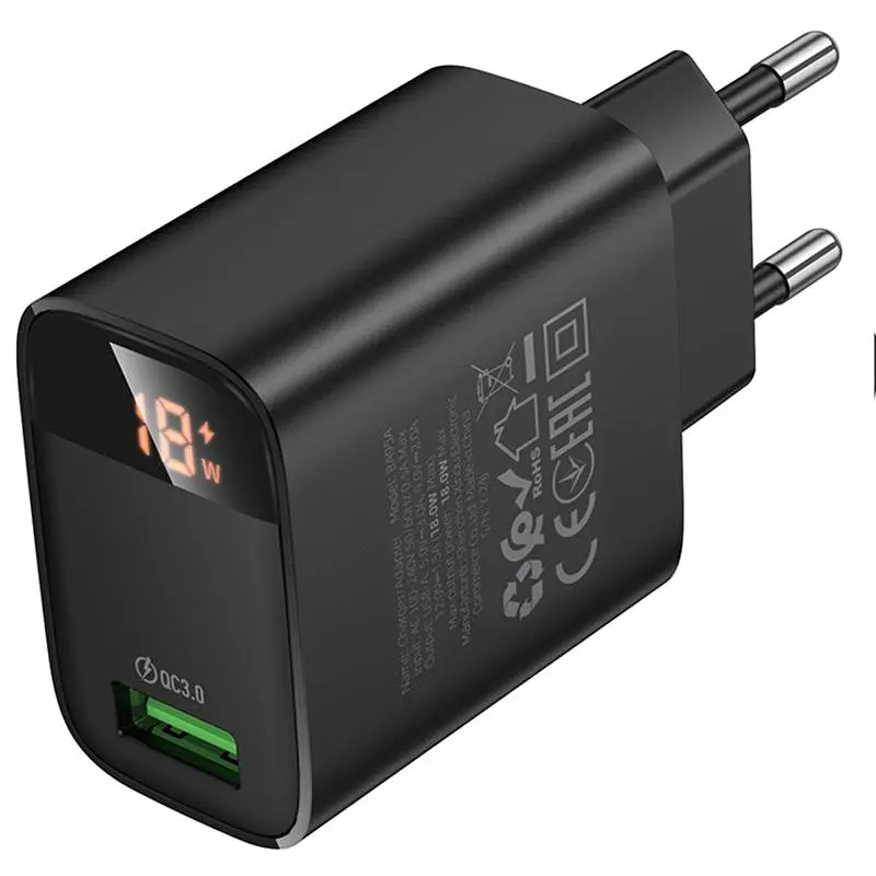 СЗУ Borofone BA95A Ilustre QC3.0 (1USB-A) Black - фото 4