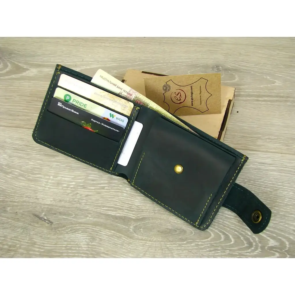 Жіноче портмоне GS шкіряне зелене - фото 4