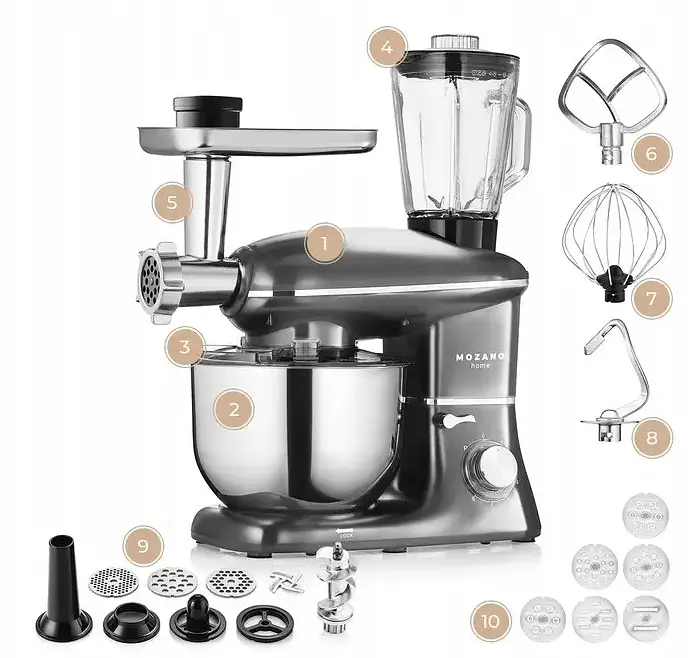 Кухонный комбайн Mozano планетарный Kitchen Assistant 6 в 1 3200 Вт чаша 6.2 л - фото 2