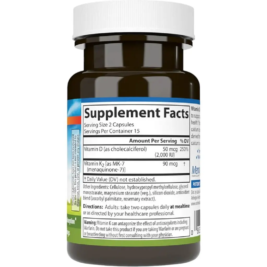 Витамин D3+K2 Carlson Vitamin D3+K2 2000 МЕ 90 мкг 30 вегетарианских капсул - фото 2