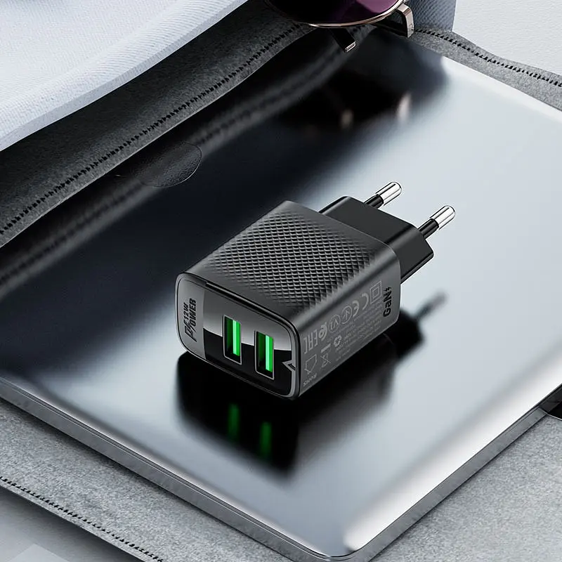 Зарядний пристрій 2xUSB 12W (2xUSB-A) A86 Чорний Acefast - фото 8