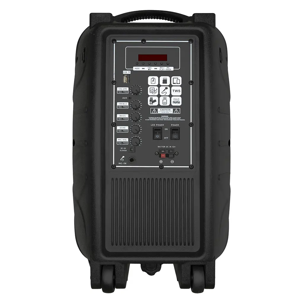 Портативная колонка BIG TORNADO 300W, два радио микрофона, караоке - фото 3