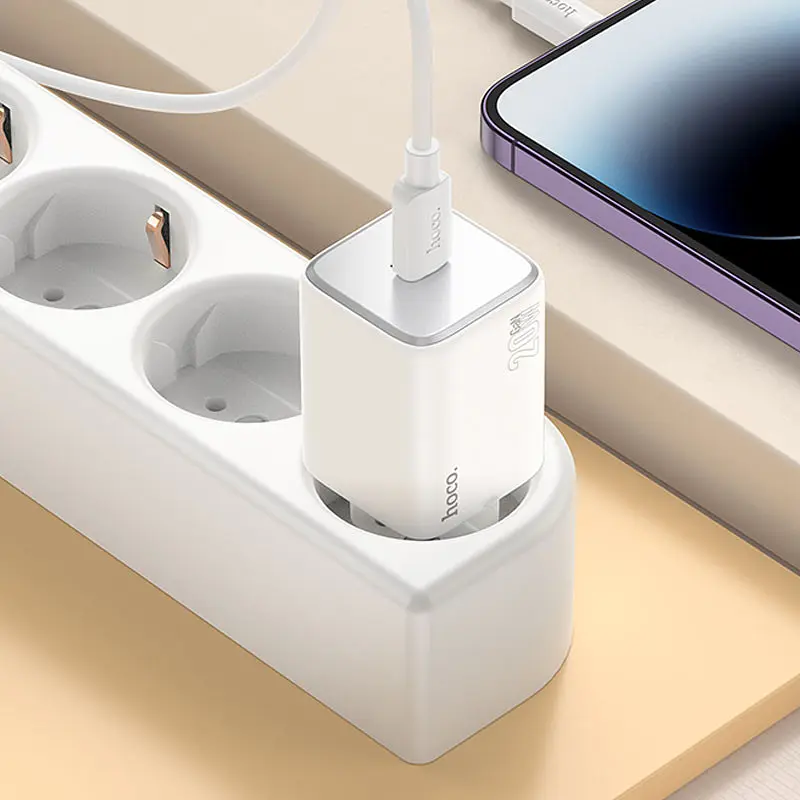 МЗП Hoco N40 Mighty PD20W (1USB-C) + кабель Type-C to Lightning White - фото 4