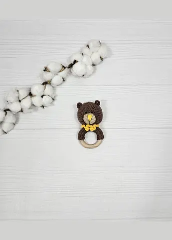 Брязкальце ручної роботи "Ведмедик" a.l.babybox Коричневий-жовтий