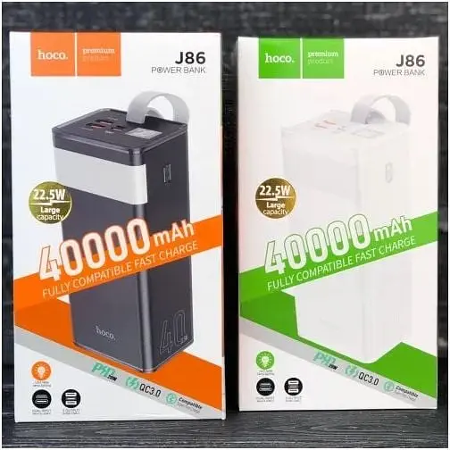 Зовнішній акумулятор Hoco J86 40000mAh 6931474759214 з лампою чорний - фото 4