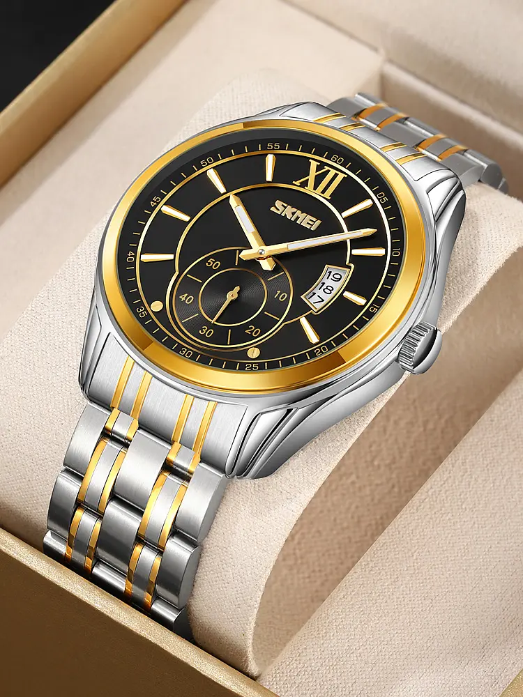 Наручные часы мужские 9319TGDBK Silver-Gold-Black Skmei acs0030923 - фото 3