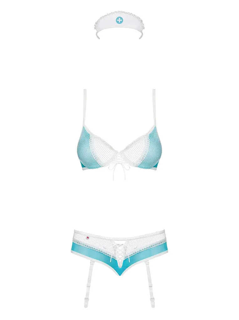 Костюм медсестри Obsessive 834-CST-6 L/XL блакитний - фото 5