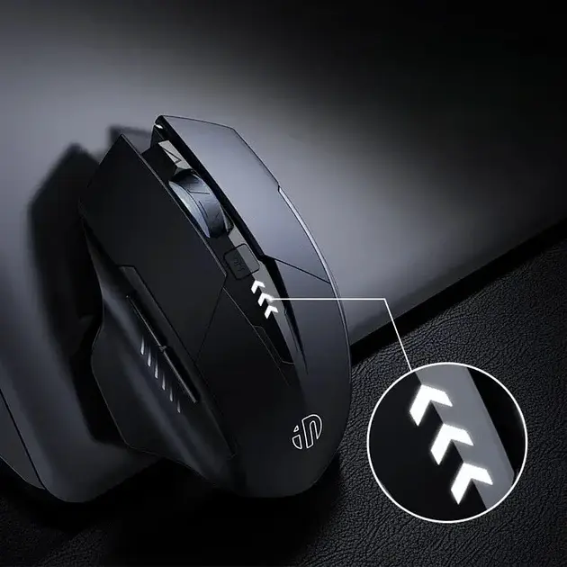 Миша бездротова INPHIC A1 з підключенням USB 2.4Gz + Bluetooth, з акумулятором та 2400 DPI, mate black - фото 3