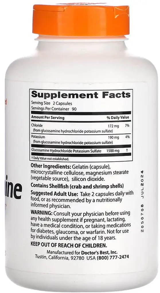Препарат для суглобів і зв'язок Doctor's Best Glucosamine 750 mg, 180 капсул - фото 2