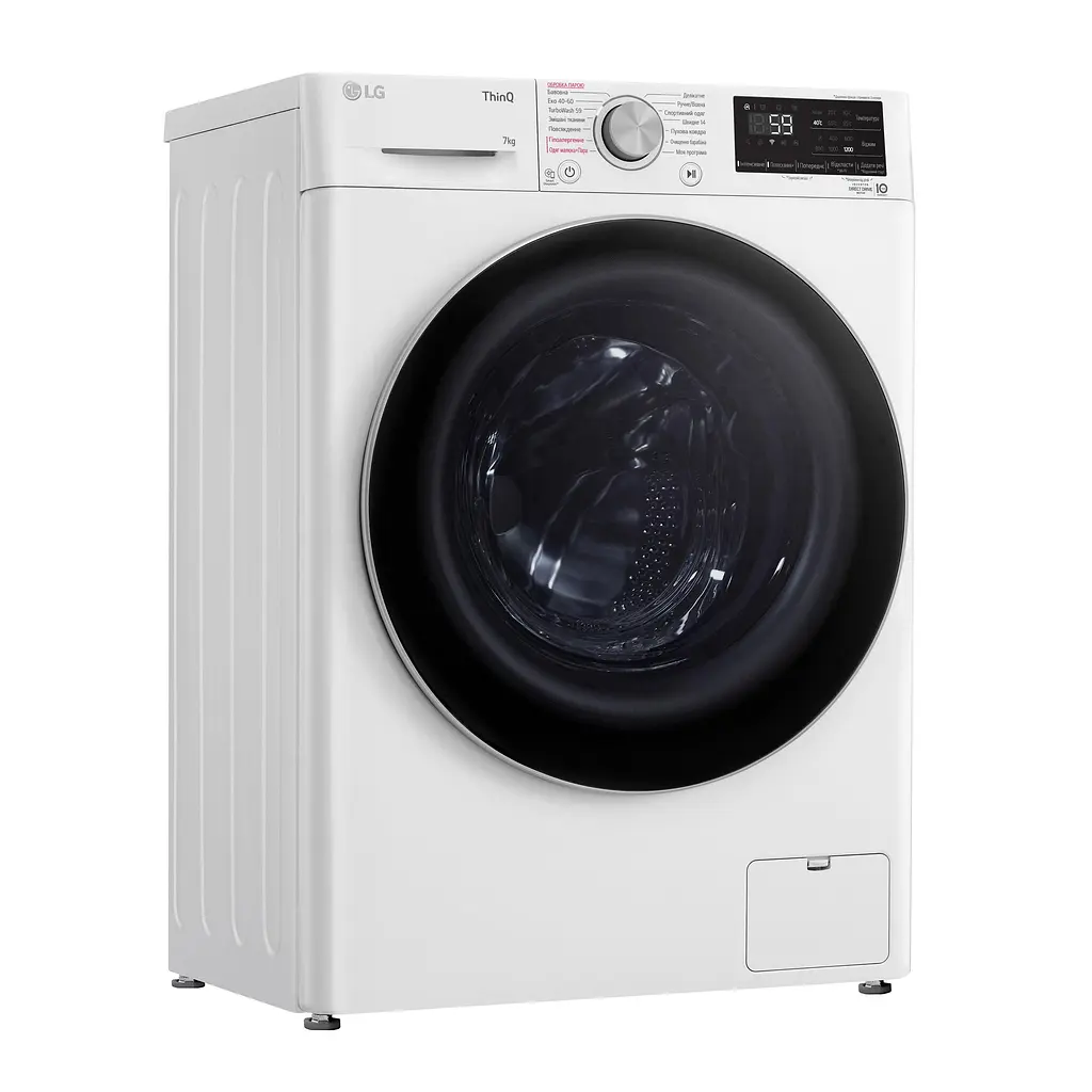 Стиральная машина LG фронтальная, 7кг, 1200, A+++, 48см, дисплей, пара, инвертор, белый (F2V5HS1WW) - фото 2