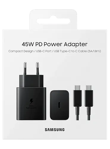 Зарядное устройство Samsung 45W Power Adapter + Cable USB-C to USB-C Black (EP-T4510XBEGRU) [71466] - фото 5