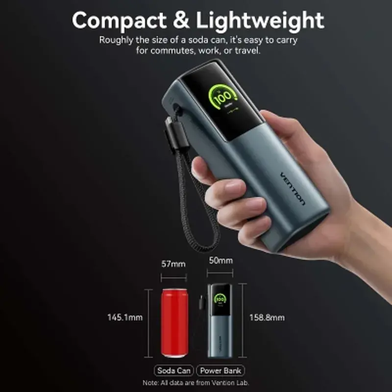 Батарея універсальна Vention 20000 mAh 165W Gray TFT Display Type (FKFH0) - фото 12