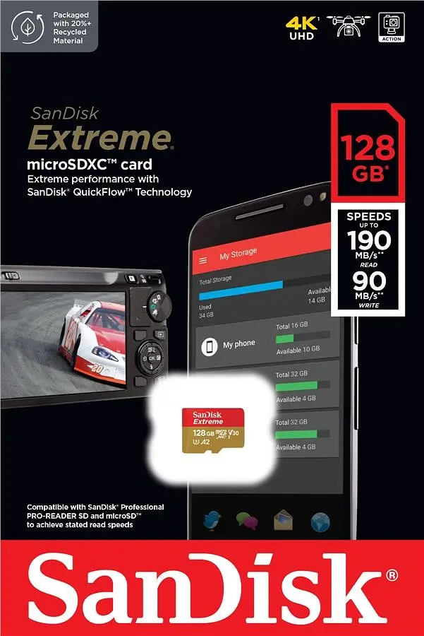 SanDisk Карта пам'яті 128GB microSDXC C10 UHS-I U3 R190/W90MB/s Extreme V30 - фото 2