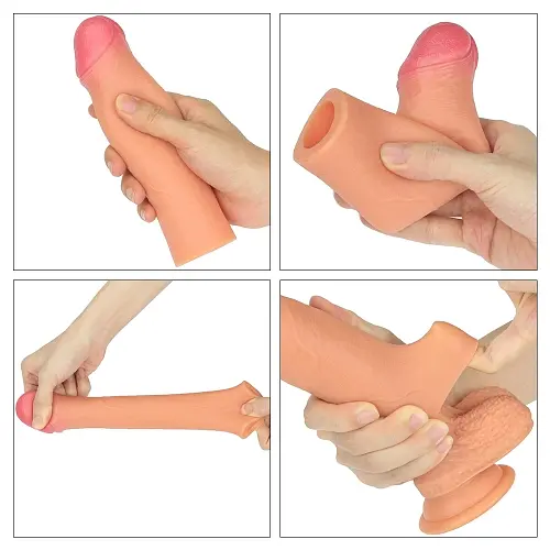 Еластична подовжуюча насадка на член Lovetoy Revolutionary Silicone Nature Extender, +5 см (тілесний) - фото 3