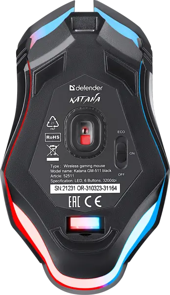 Миша Defender Katana GM-511 Black (52511) - фото 8