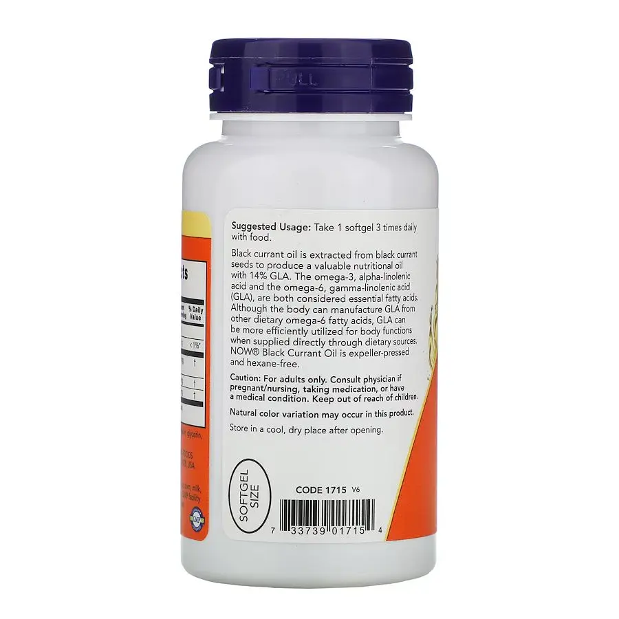 Жирні кислоти NOW Black Currant Oil 500 mg, 100 капсул - фото 3