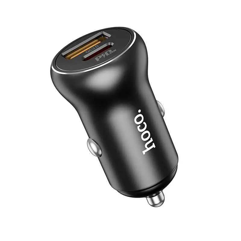 Адаптер автомобильный HOCO Smooth road car charger NZ5 самое зарядное черное - фото 2