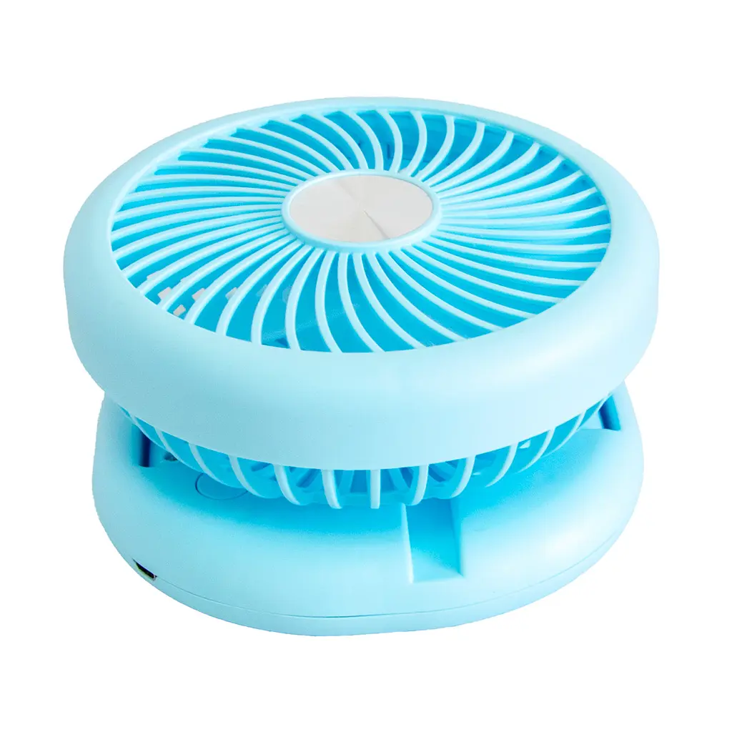 Міні вентилятор на акумуляторі Mini Fan блакитний, складаний з USB, настільний - фото 5