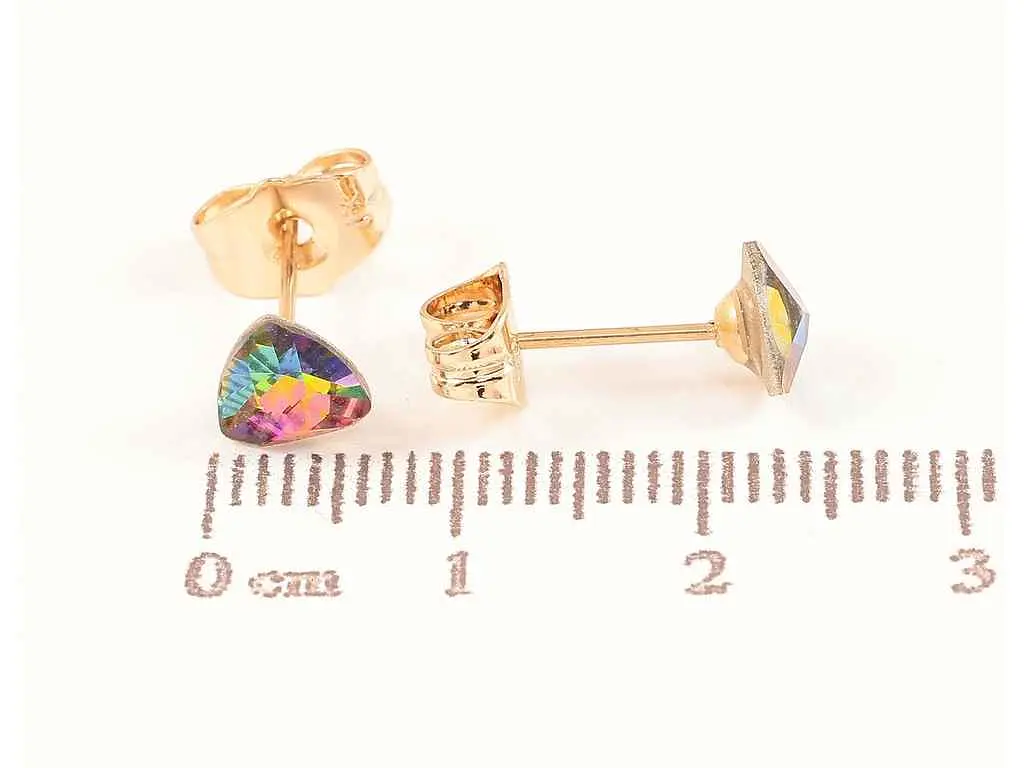 Сережки Xuping Позолота 18K пусети "Трикутні райдужні кристали" 6х6мм 283692 - фото 2