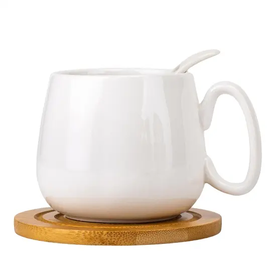 Набір чашок Elisey Серце з бамбуковою підставкою 16 см (9184-009) білий з коричневим       - фото 2