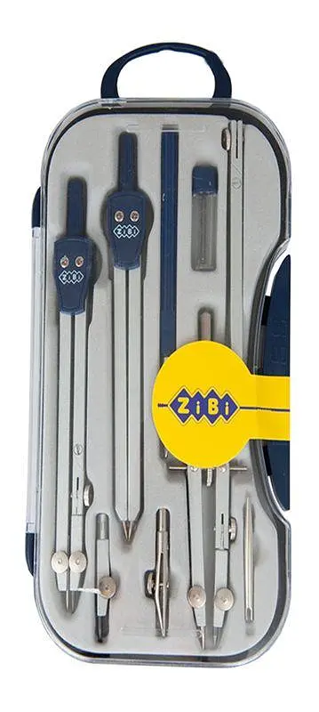 Готовальня, 9 предметів у пластиковому пеналі COLLEGE ZB.5314CL-03 ZiBi