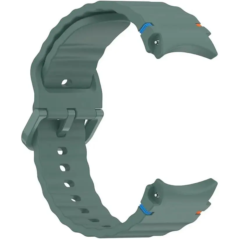 Силиконовый ремешок BeCover Ribbed Tape для Samsung Galaxy Watch (20 mm) 3 41 mm/4 40mm-44mm/5 40-44mm/6 40-44mm/7 40-44mm Dark Green (712041) - фото 2