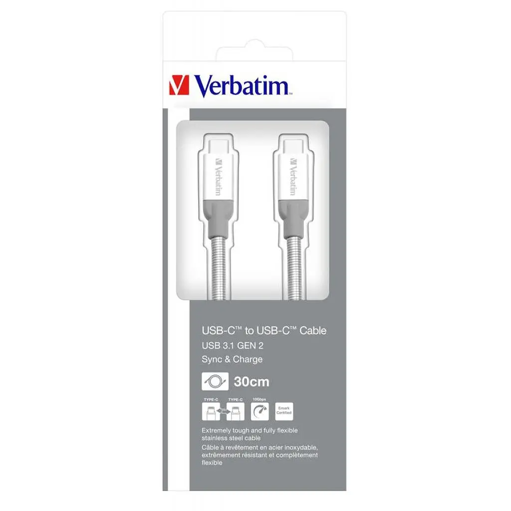 Дата кабель USB-C to USB-C 0.3m USB 3.1 Verbatim (48867) - фото 6