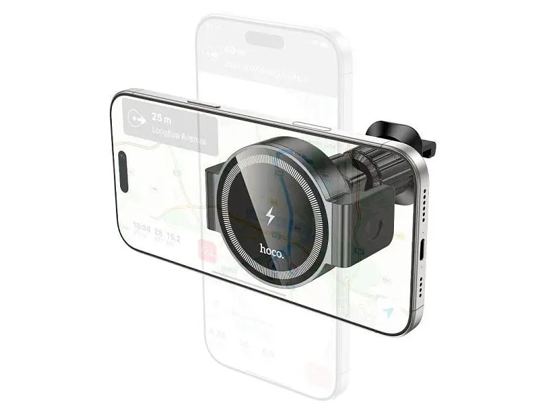 Автомобільний тримач для смартфона Hoco HW35 Qi 15W Black - фото 6
