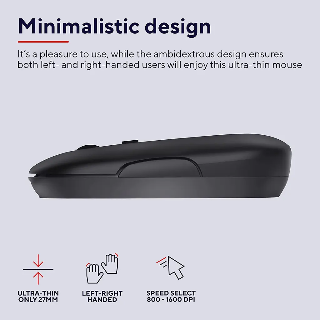 Компьютерная мышь Trust Puck Rechargeable Ultra-Thin BT/WL Silent черный teh0014000 - фото 8