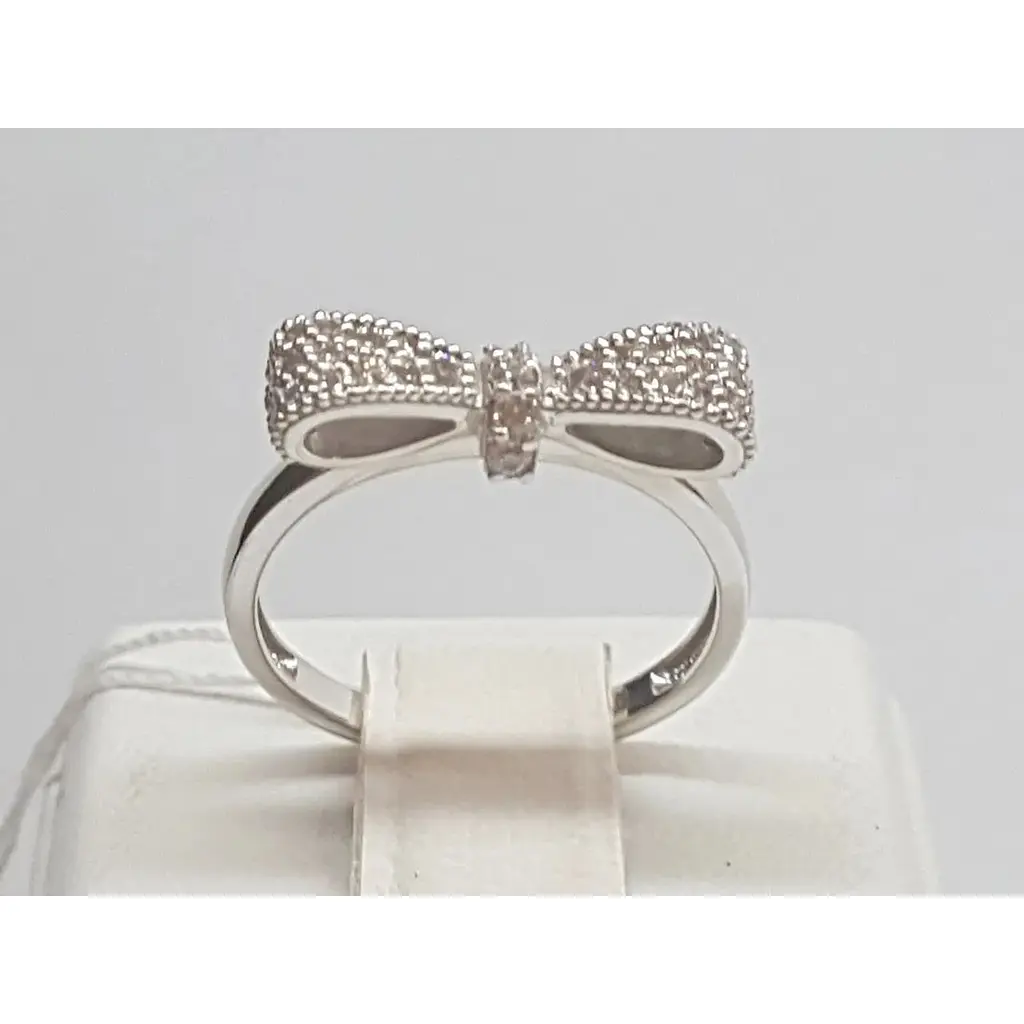 Золоте кільце Харківська ювелірна фабрика Бантик з фіанітами. 700181-бел 17 - фото 4