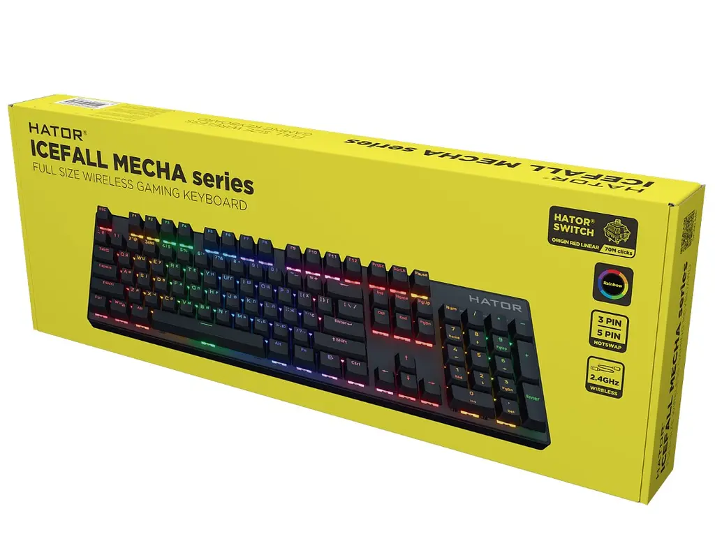 Клавіатура ігрова механічна бездротова HATOR HTK-204 UA Icefall Mecha wireless Rainbow Black - фото 6