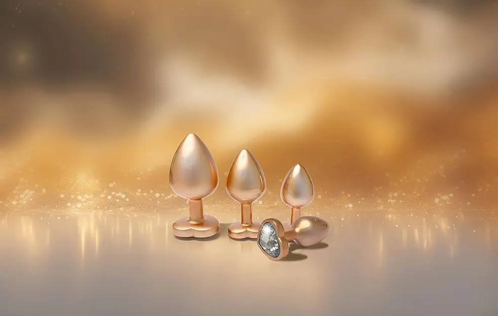 Анальна пробка Gleaming Love Pearl Gold Plug S 7.1 см (золотий) - фото 3