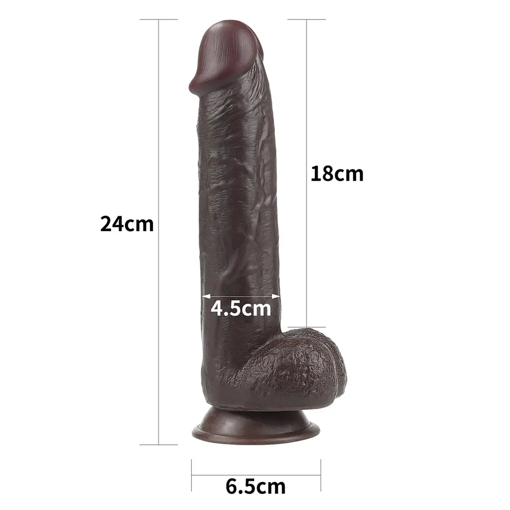 Фалоімітатор LoveToy Sliding Skin 24 см коричневий - фото 3