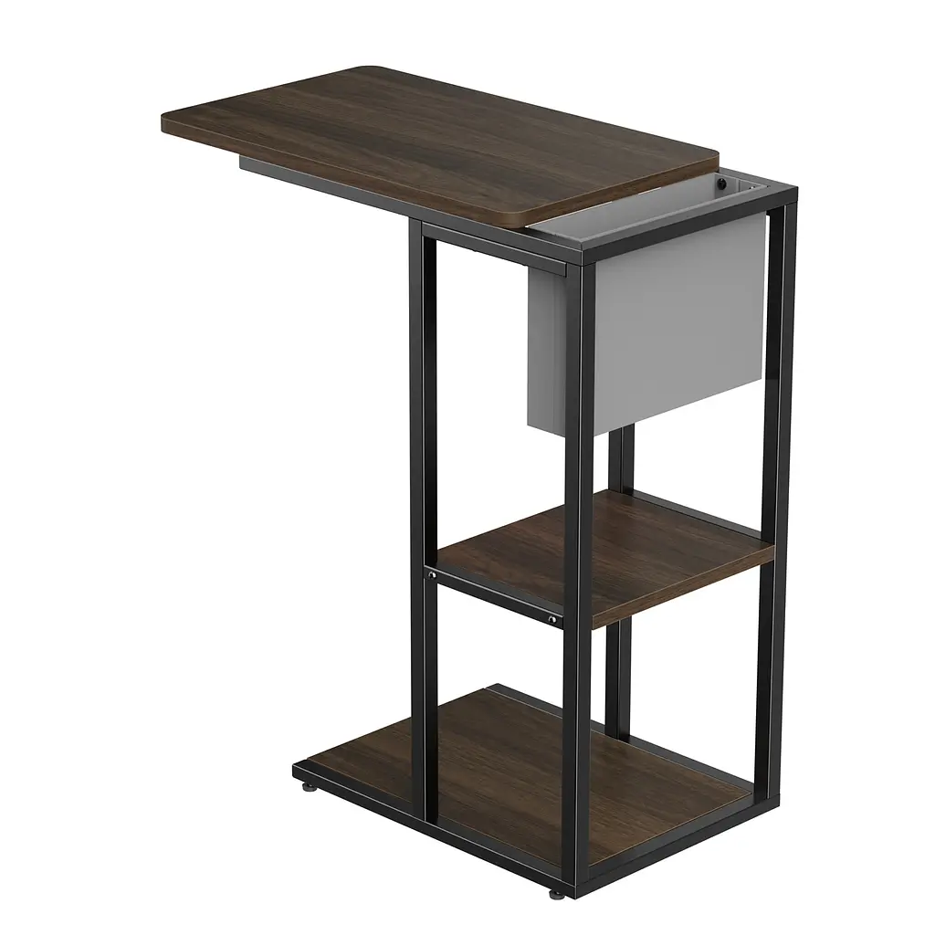 Приставний столик OfficePro Dark Wood Black із лотком для зберігання (SD175DW) - фото 2