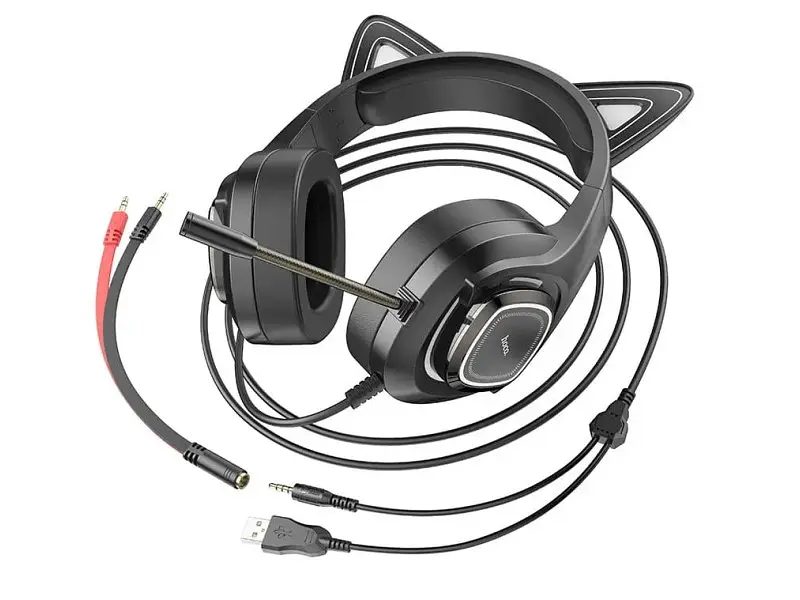 Навушники з мікрофоном Hoco W107 Cute Cat Ears Elf (W107B) (6931474791269) - фото 3