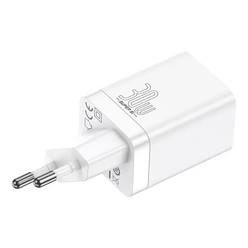 Сітчасте зарядне пристрій Baseus Super Si Pro Quick Charger C+U 30W EU білий CCSUPP-E02 - фото 2