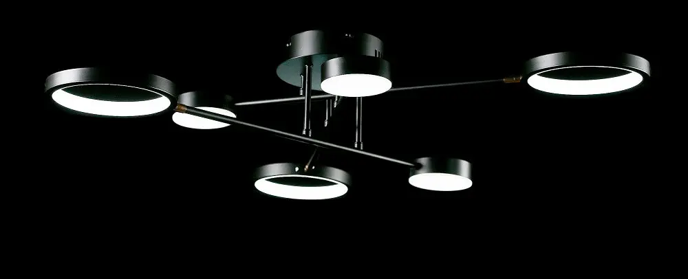 Світлодіодна люстра Splendid Ray L77020/3+3 LED (BLK), чорний, білий, 50 Вт, від 18-28 м² - фото 4