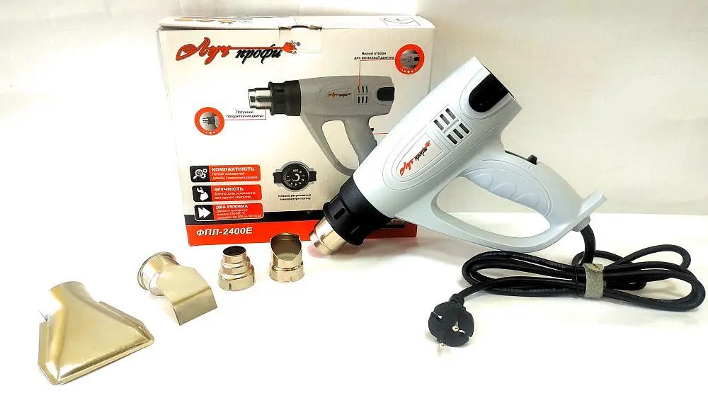 Фен строительный Луч Профи ФПЛ-2400E 2 режима 400/600°C 250/500 л/мин 2400 Вт 30412 - фото 3
