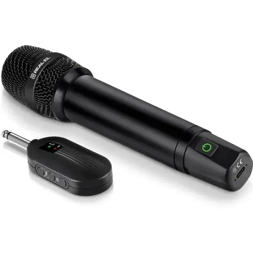 Мікрофон для караоке REAL-EL KM-830, Black, 6.35 мм jack, підключення бездротове, - 60 дБ, радіус дії до 25 м, час роботи до 12 год (EL121900001) - фото 2