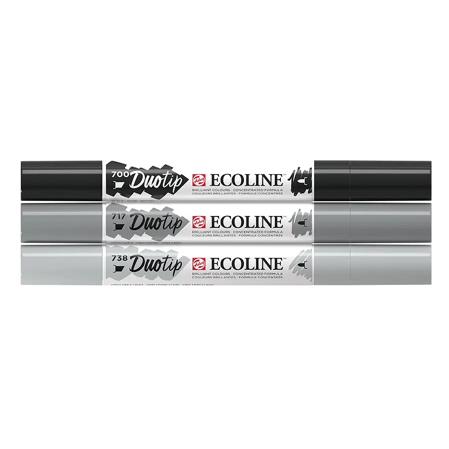 Набор двусторонних акварельных маркеров Royal Talens ECOLINE DUO TIP Black&Grey 3 шт - фото 4